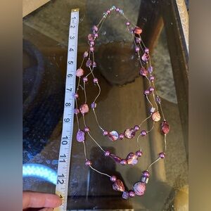 Elegant Multi-Strand Purple red Beaded Necklace
